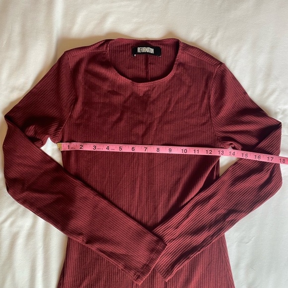 Reformation Red Ribbed Knit Dress - Picture 3 of 8